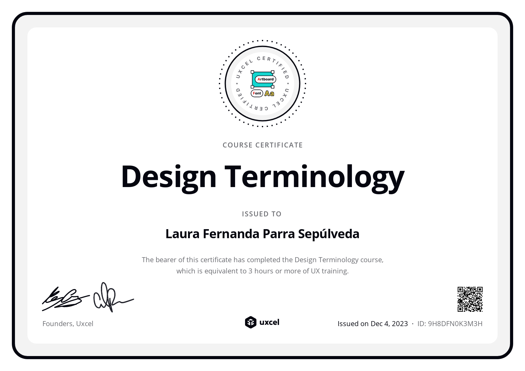 Laura Fernanda Parra Sepúlveda's certificate